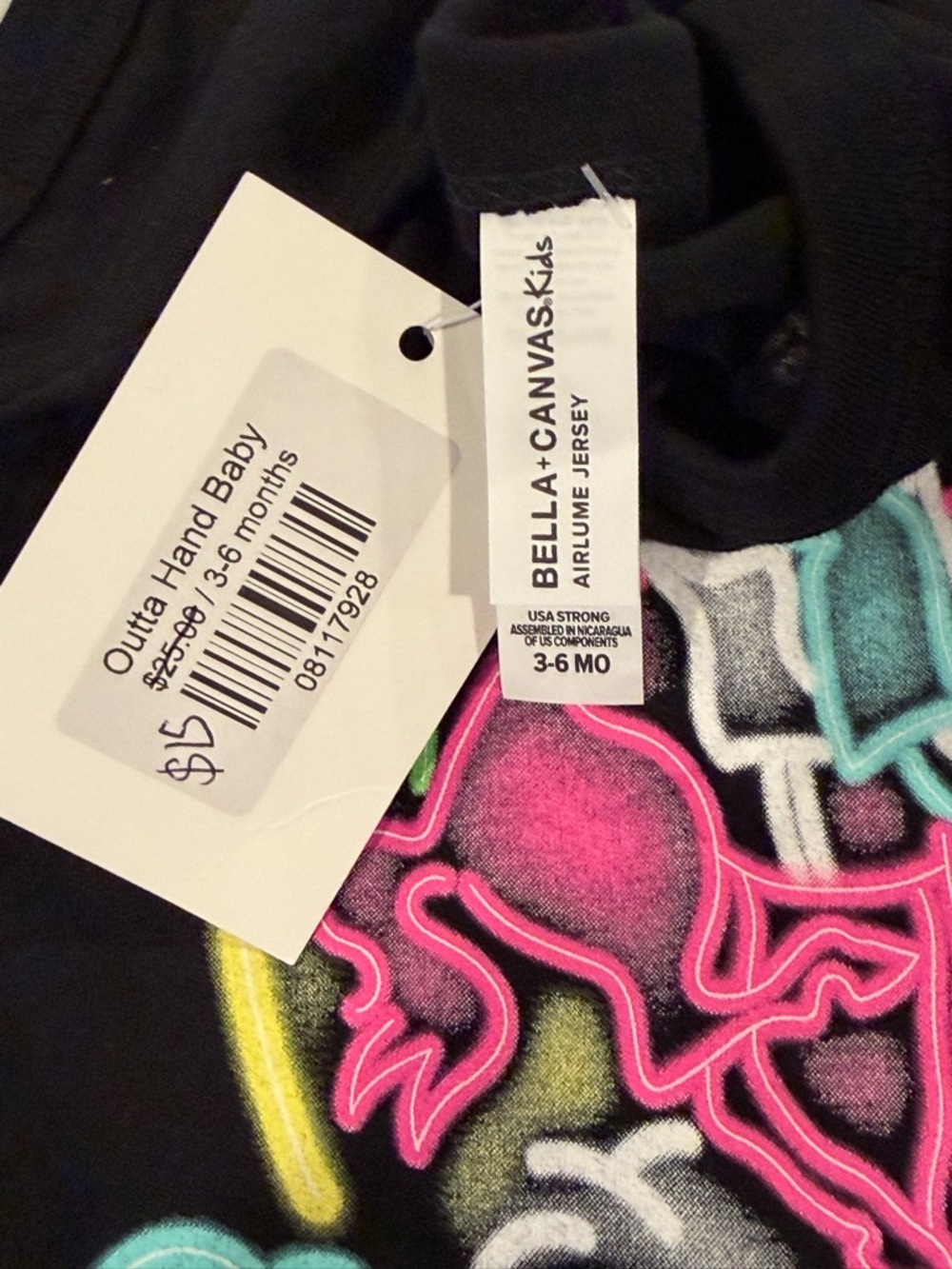 Bella Canvas Black One-Piece with Neon Rodeo Graphic - Picture 4 of 7